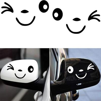 Reflective Cute Smile Car Sticker Rearview Mirror Sticker Car Styling Cartoon Smiling Eye Face Sticker Decal For All Cars