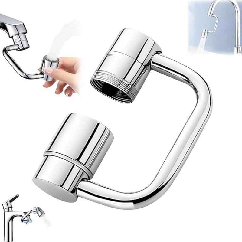 New U Shape Bathroom Sink Metal Faucet Expander 1080° Swivel 2-Mode,Splashproof Water-Saving Pressurized Sink Extension Filter