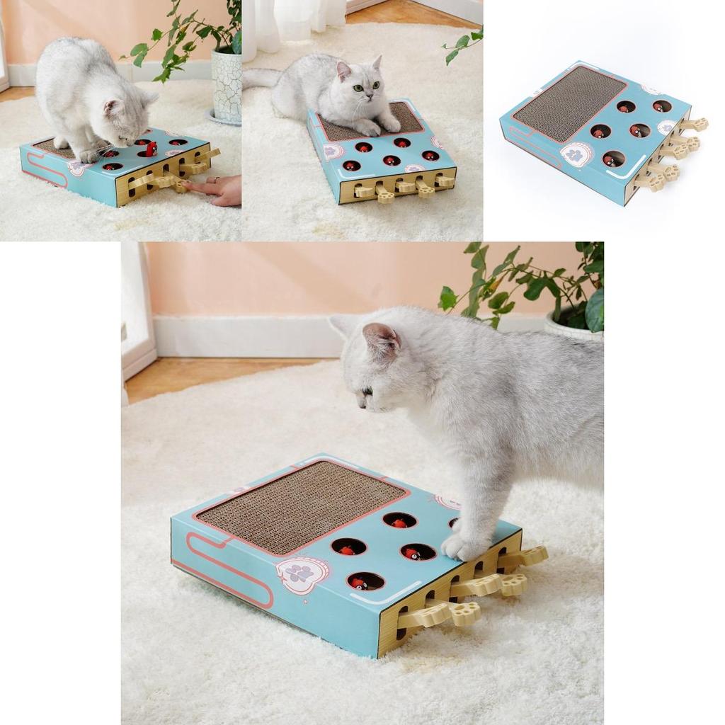 Five-hole Whack-a-mole Corrugated Cat Scratcher Multifunctional Toy For Cats And Kittens Wood And Corrugated Paper