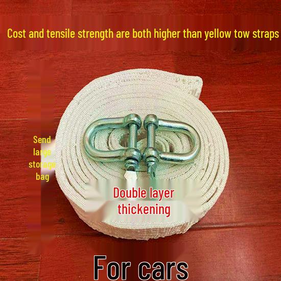 Heavy-Duty 10-Ton Tow Rope with Double Hooks, 5m for Off-Road Vehicle Rescue