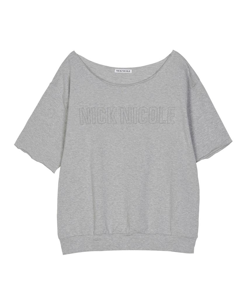 Nigaennikol Raw Cut Half Sleeve Top_Melange
