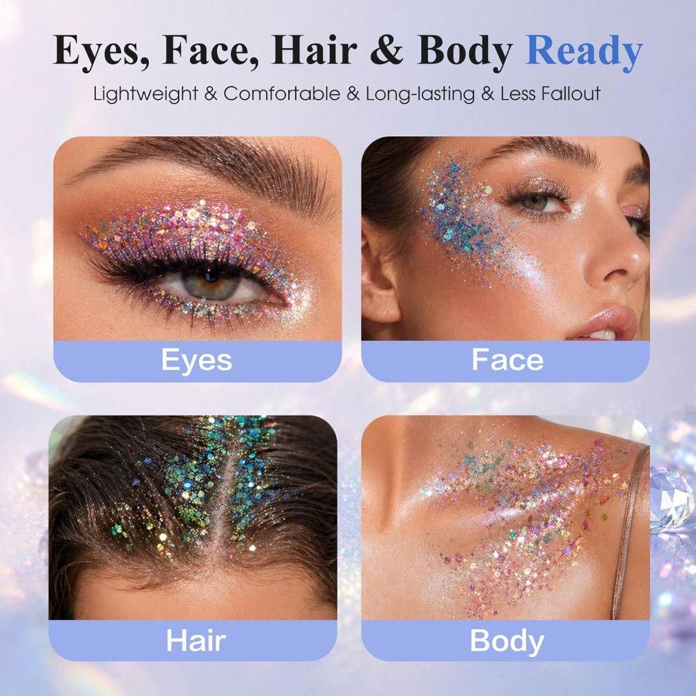 Removable Pans Color Shifting Glitter Lightweight Face Glitter Creative Gift Self Adhesive