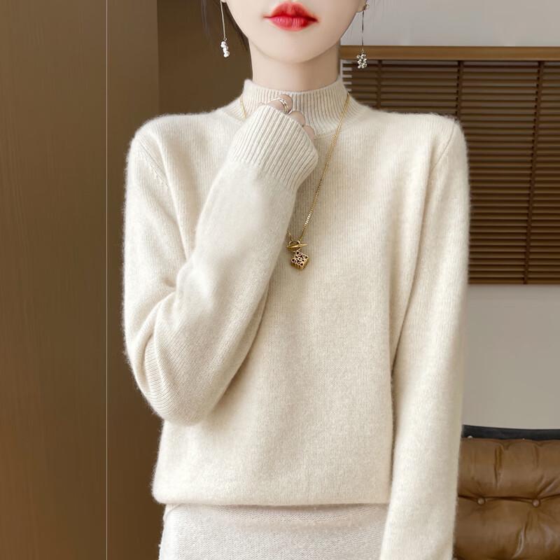 

Mao Ren Women s Half-High Collar Knitted Sweater L One Size