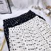 DX~~ Korean Version of High Waist Slim Chiffon Pleated Skirt Women's Spring and Summer Polka-dot Long Skirt Beach Skirt