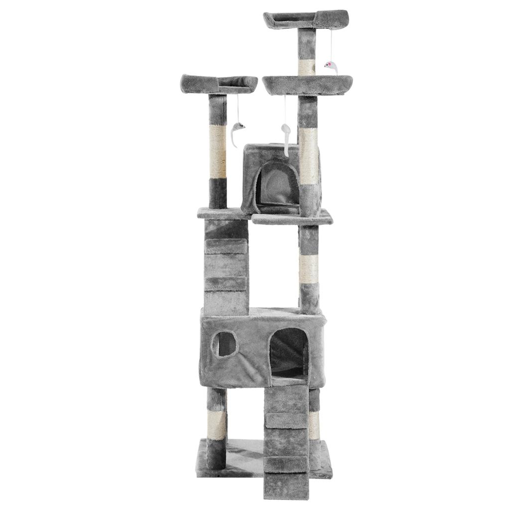 173cm Cat Tree Scratching House, Activity Play Centre, Grey