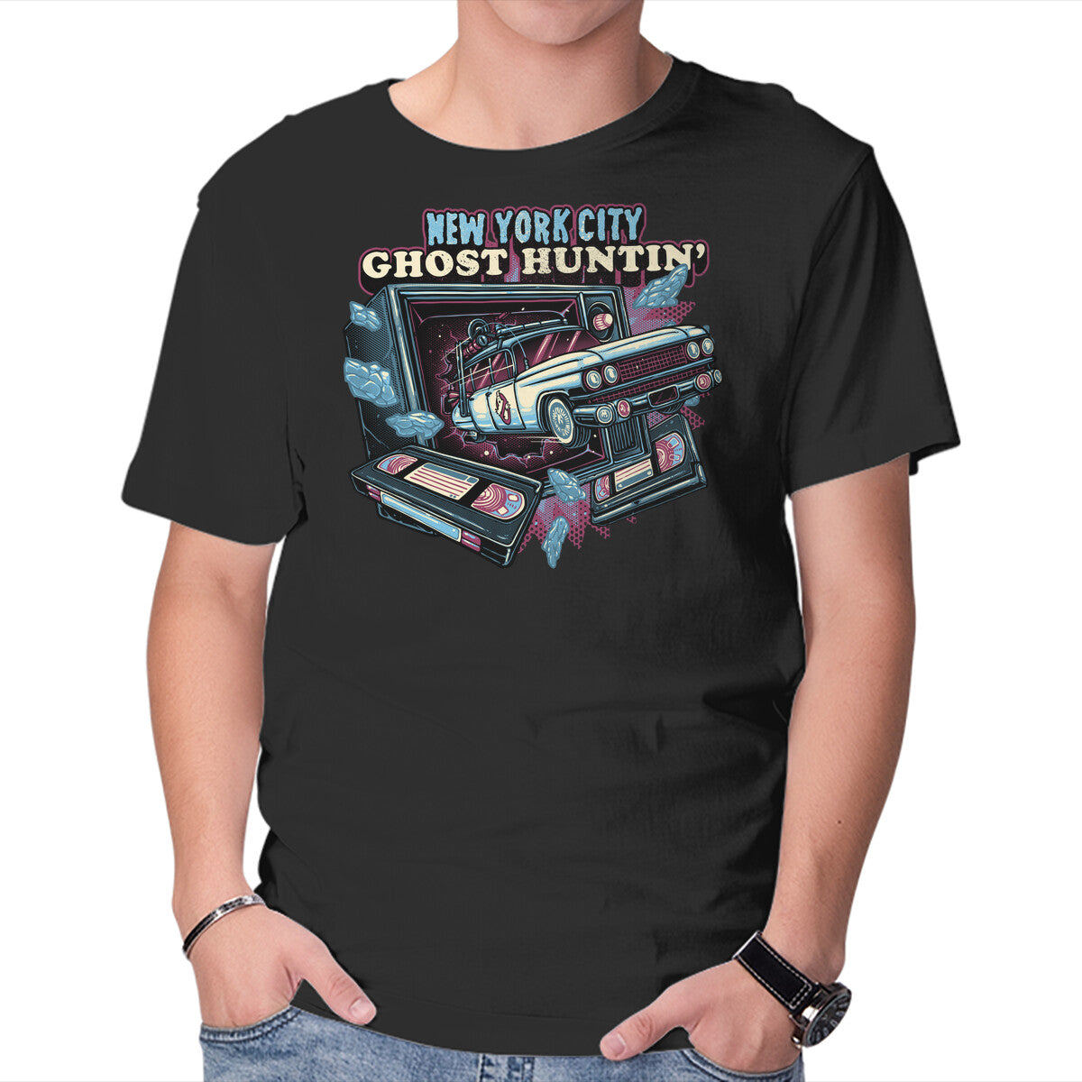 Unisex Crew Neck T-Shirt NYC Ghost Hunting Graphic Short Sleeve Casual Tee XXXXL