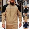 Herrhöst/Vinter Färgblockerad Huvtröja - Lös, Texturerad, Avslappnad Pullover Ytterplagg