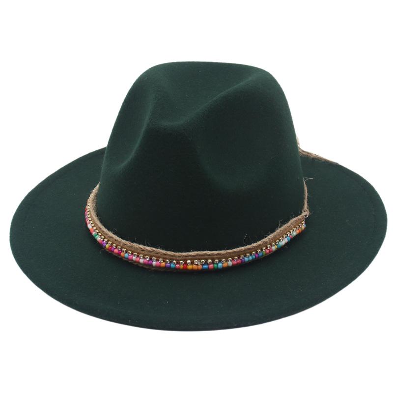 Pălărie înaltă Stil Etnic Lanț de Mărgele Lucrat Manual Pălărie Jazz Pălărie Fedorado pentru Spectacol Culoare Pălărie