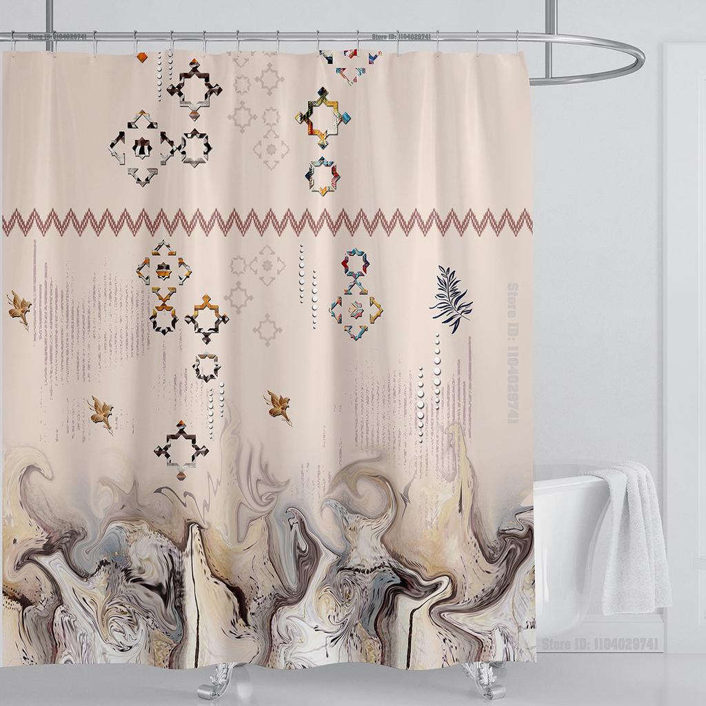 Boho Luxury Floral modern Shower Curtain flower printing Waterproof Polyester Bathroom Curtain with Hooks Bathtub Screen