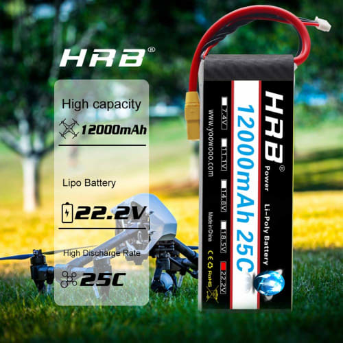 HRB 22.2V 12000mAh 25C 6S LiPo Battery Pack with XT90 Plug for DJI DJI S800, S900, S1000, Walkera QR, X800 and Other Multicopter