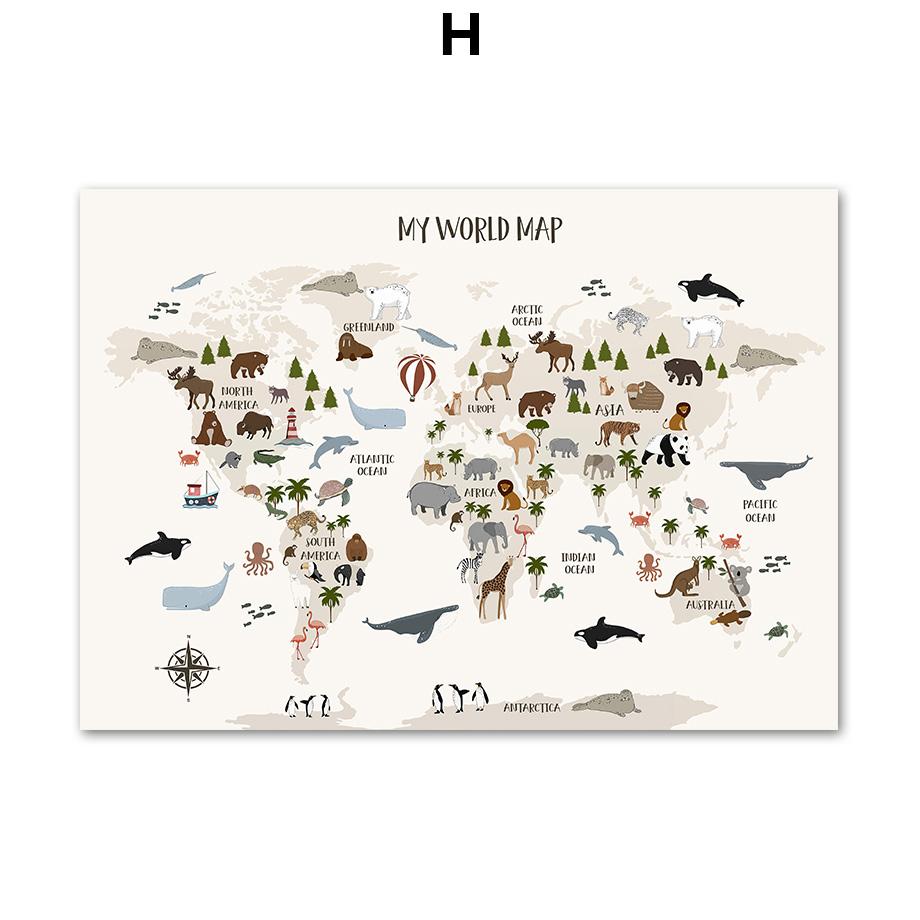 

Солнечная система, океанские животные, алфавитные цифры, плакаты на скандинавскую тему и принты, настенная живопись на холсте, картины для детской комнаты, декор A4 21X30cm No Framed