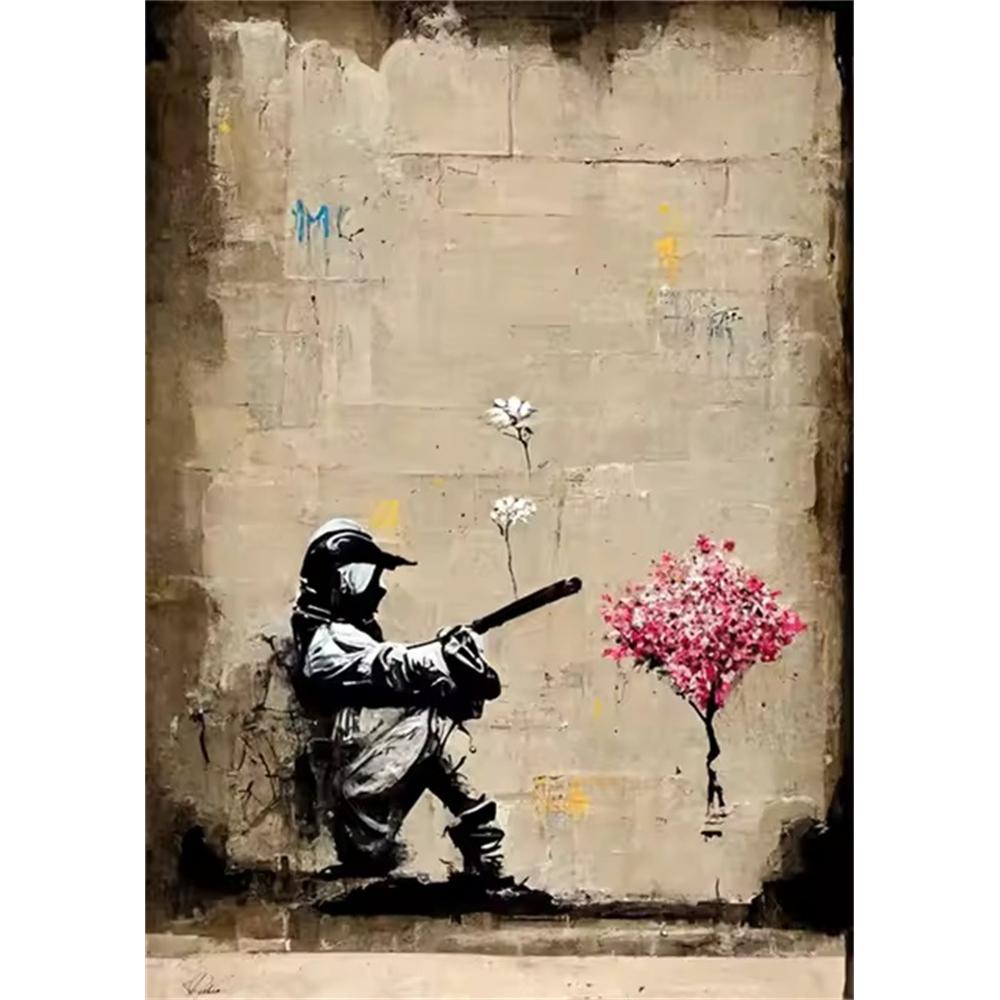 Pittura Diamante Fai da Te 5D Punto Croce Ricamo Arte Classica Banksy Ragazza con Orecchino di Perla Trapano Rotondo Completo Decorazione Casa Arte da Parete Regalo
