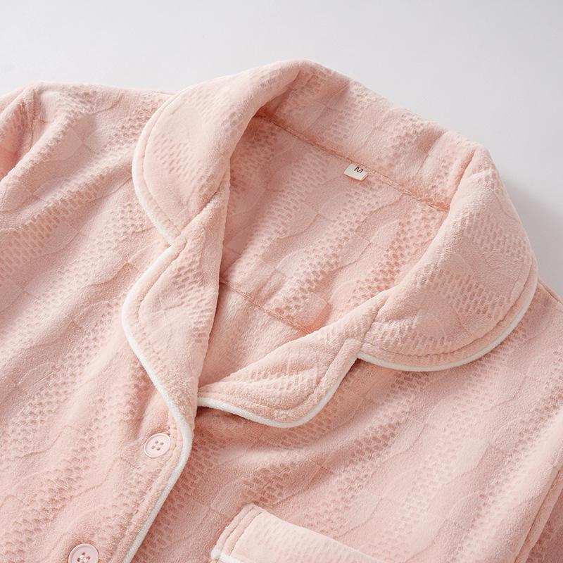 Herbst/Winter Sea Island Samt Partner-Pyjamas: Damen Warm & Herren Verdicktes Korallenfleece Hauskleidung