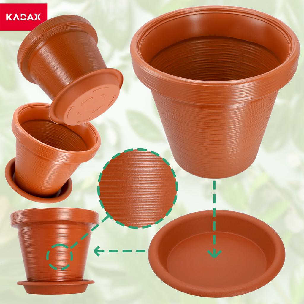 KADAX Doniczka Donica Na Kwiaty 39cm Osłonka Z Podstawką Rośliny Ceglasta