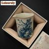 200ml Antique Ru Kiln Ceramic Fair Cup Cicada Wing Opening Golden Wire Tea Pitcher Flower Bird Justice Cup Tea Divider Teaset