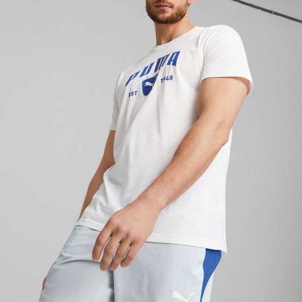 PUMA Logo Print Loose Casual Crew Neck Short Sleeve T-Shirt Men Tops White 523743-02