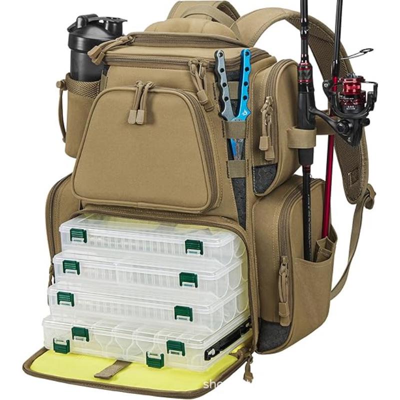 Fishing Gear Backpack & Tackle Bag with Rain Cover, Outdoor Storage for Equipment