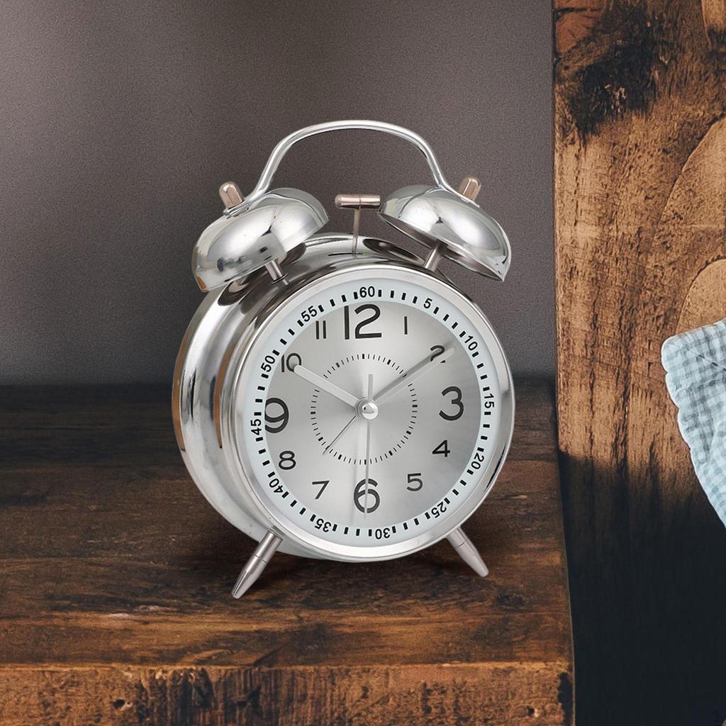 Analog Alarm Clock Desk Home Gift Hotel Luminous Dial Silent Non Ticking for Heavy Sleepers