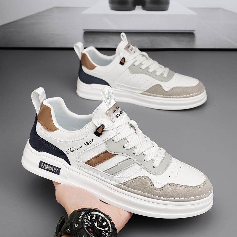 Men Vulcanized Shoes New Fashion Leather Casual Sports Outdoor Tennis Training Breathable Lightweight Walking Shoes for Men