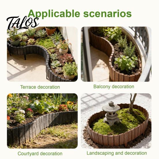 Durable Yard Edging Garden Border, 5.91Ft 7.87Ft 11.81Ft Plastic Flexible Lawn Wood Path Border Look, No Dig Panels for Flower Beds Lawns Bed Barrier