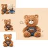 Embroidered Denim Overalls Teddy Bear Plush Toy For Kids With Pp Cotton Filling And Short Plush For Collectors Gift