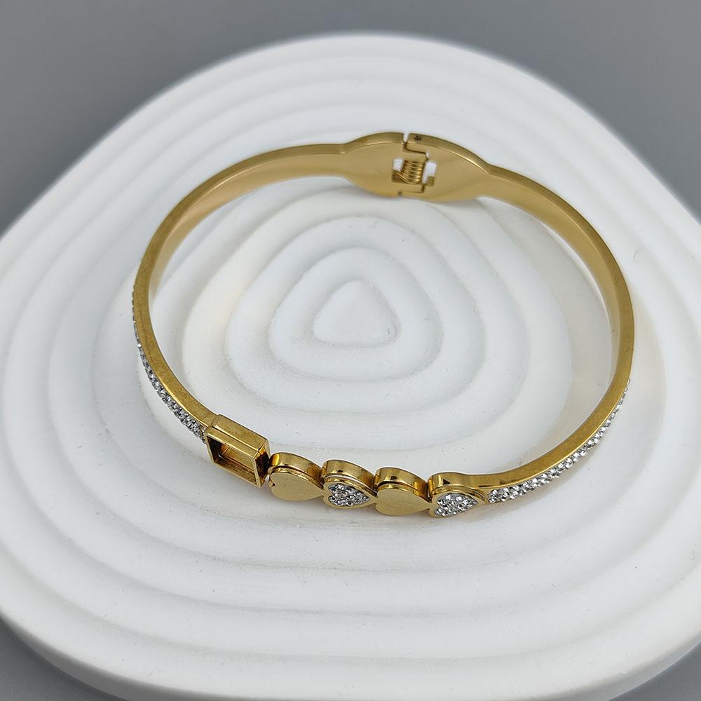 New Love Zircon Gold-plated Stainless Steel Bracelet 18K, High Quality Waterproof Couple Bracelet, Wife Gift