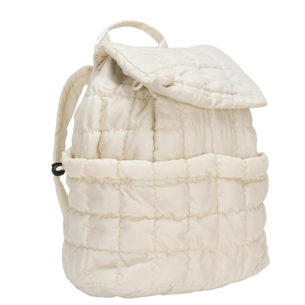 Puffer Backpack Large Capacity Multifunctional Quilted Backpack Puffy Bag for Trolley Storage Daily Use Travel Beige