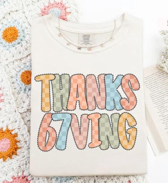 67 Meme Thanksgiving Turkey TShirt, Thanksgiving Fall Season Shirt, 6 7 Couples M