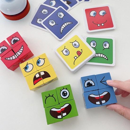 Rubikova kostka Face Expression Matching Change Puzzle Block Dětská desková hra pro děti, oblíbená korejská hra