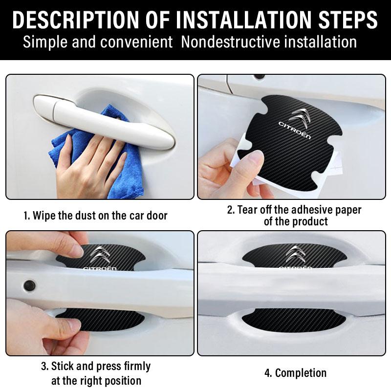 4PCS Anti Collision Protection Strip Car Door Handle Anti-collision Sticker For Citroen C1 C2 C3 C4 C4L C5 C6 C8 DS3 DS4 DS5 DS6 LS Berlingo Picasso