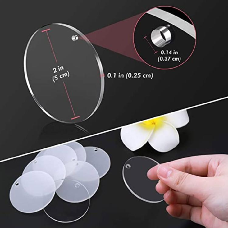 200Pcs Acrylic Keychain Blank Round-shaped Ornaments Small Gift Keychain Bulk