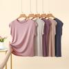 T-shirt da donna estiva in modal senza maniche, tinta unita, vestibilità larga, leggera, base per layering, casual per uso quotidiano, maglietta base, canottiera