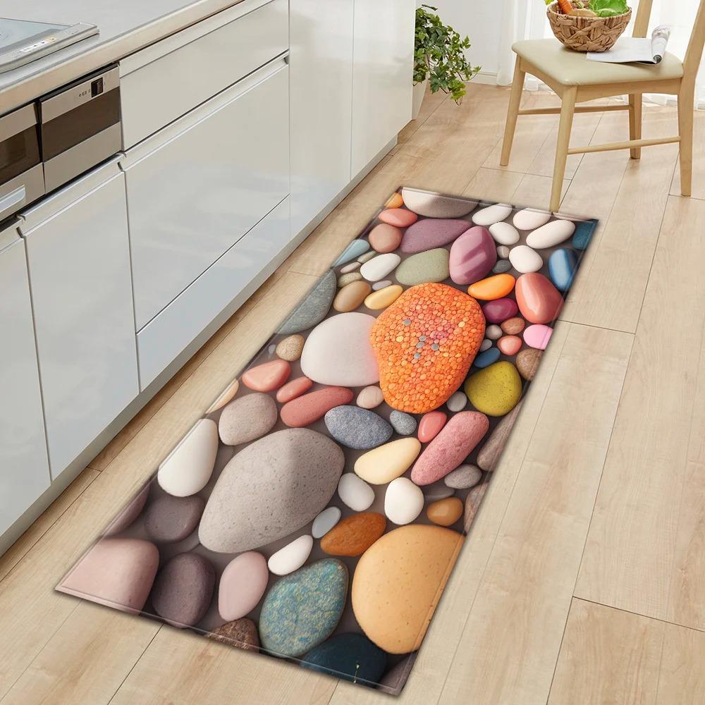 Colorful Pebble Pattern Non Slip Kitchen Floor Mat Waterproof Door Mat for Home Decor