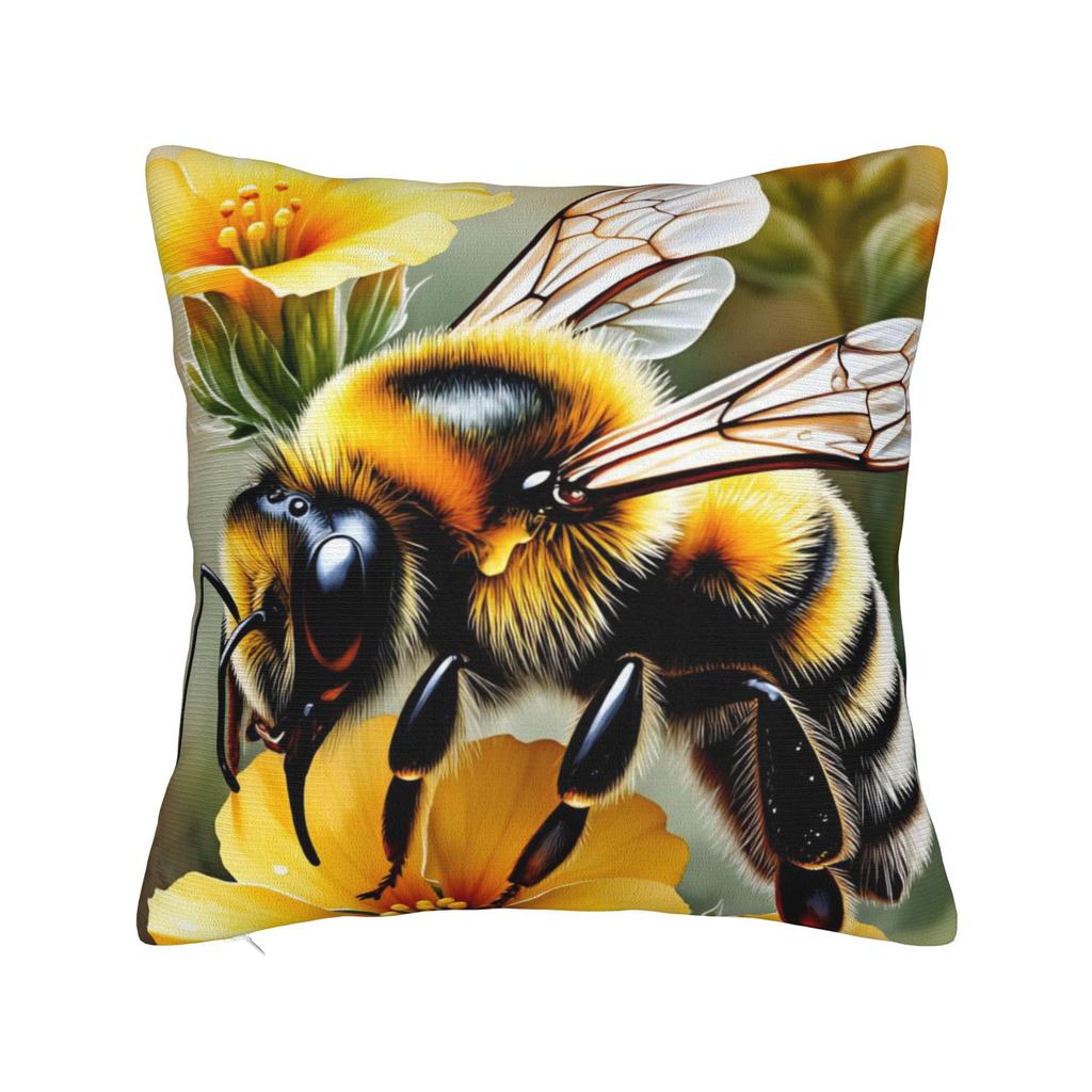 Bee and Flowers Pillow Cover Comfy Cushion Cover Fashion Pillow Case For Sofa Home Decoration