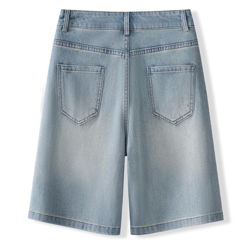 Women's High-Waist A-Line Wide Leg Embroidered Denim Shorts - Summer 2025 Collection