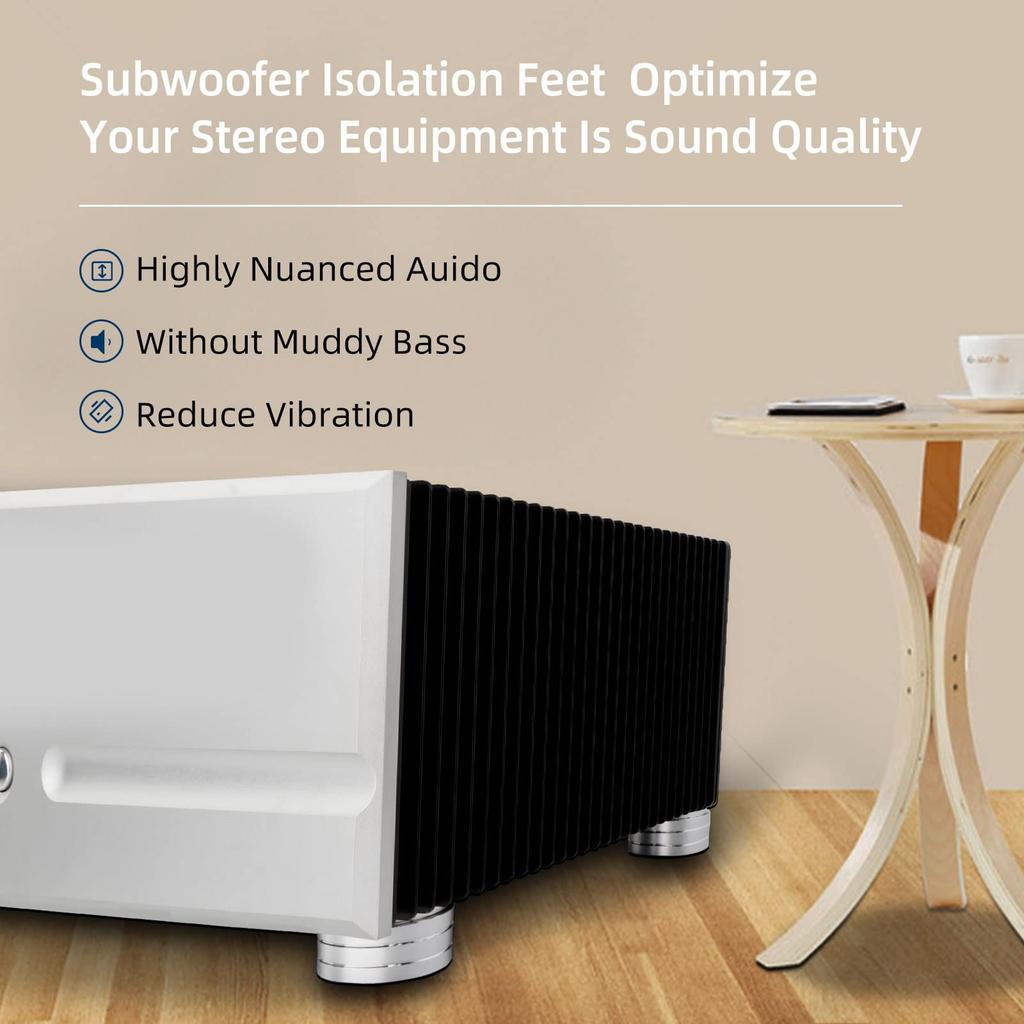 Monosaudio 4Pcs Insulator Speaker Audio Insulator Made of Aluminum Speaker Insulator Holds 400kg Weight Includes Ring Improves Audio Sound Quality