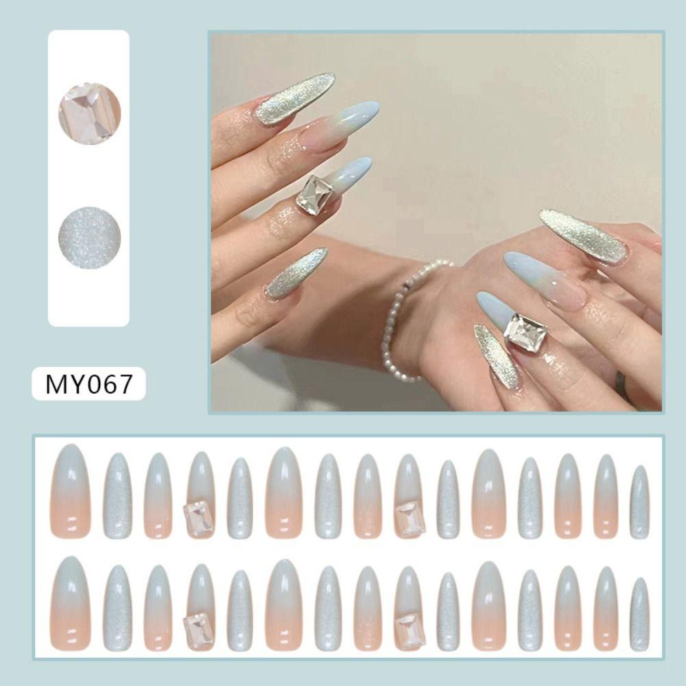 24pcs Long Stiletto and Ballerina Fake Nials Cat Eye Press on Nails Manicure False Nails  DIY
