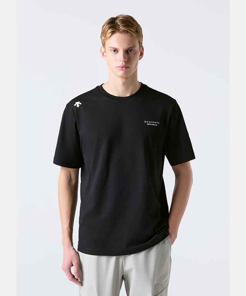 DESCENTE Small Wording Cotton Short Sleeve T-Shirt Black Sr123Uts15 (A Type)