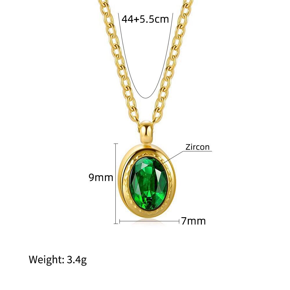 

Yachan Jewelry Wind Zircon Pendant Clavicle Chain Dopamine Titanium Steel Plated Real Gold Necklace Does Not Fade Female