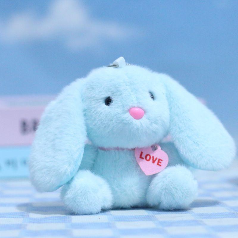 Plush Charming Pink Bunny Keychain Fluffy Heart Decor Soft Toy For Kids Adults And