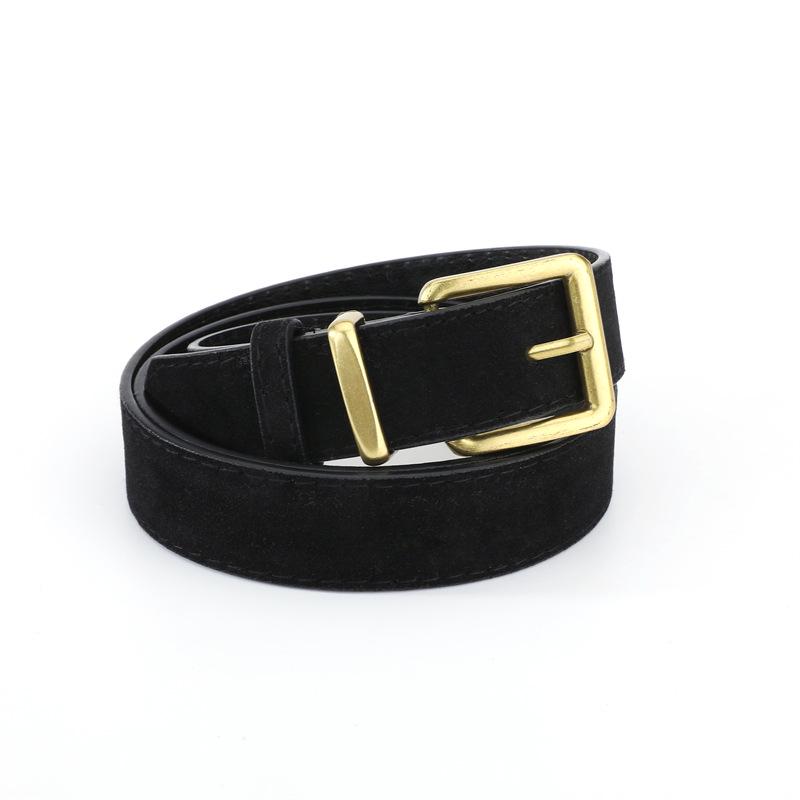 Retro Frosted Suede Women s Belt with Gold Buckle – Versatile for Skirts and Jeans 3*105 cm