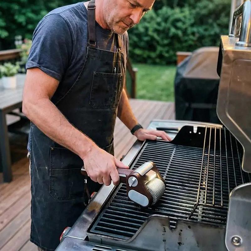 Electric Stainless Steel Roller Barbecue Grill Cleaner With Led Lights, Detachable Rollers, And Reusable Barbecue Cleaning Brush