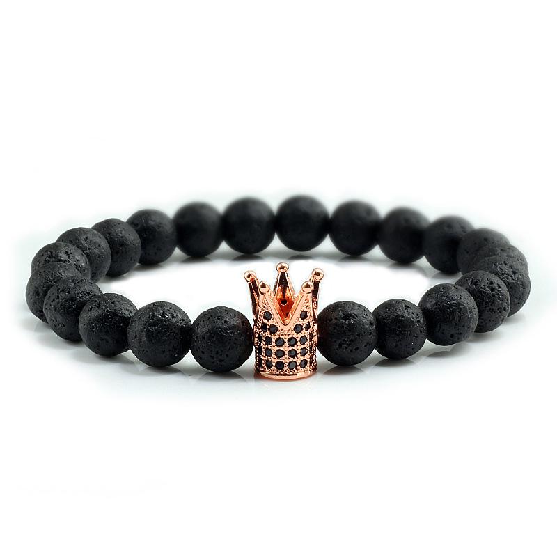 Wish Alloy Turquoise Rhinestone Crown Bracelet: Volcanic Stone Men's Jewelry Gift