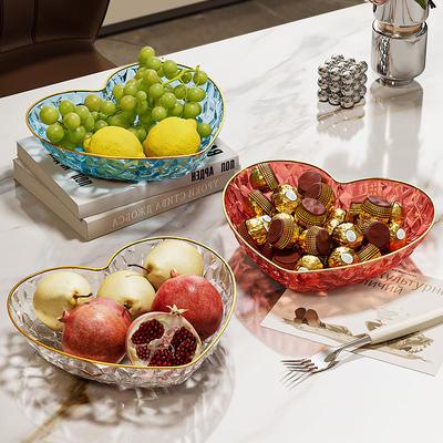 High-Value Love-Shaped Fruit Plate Household Living Room Coffee Table Dim Sum Candy Plate Transparent Dried Fruit Snack Plate