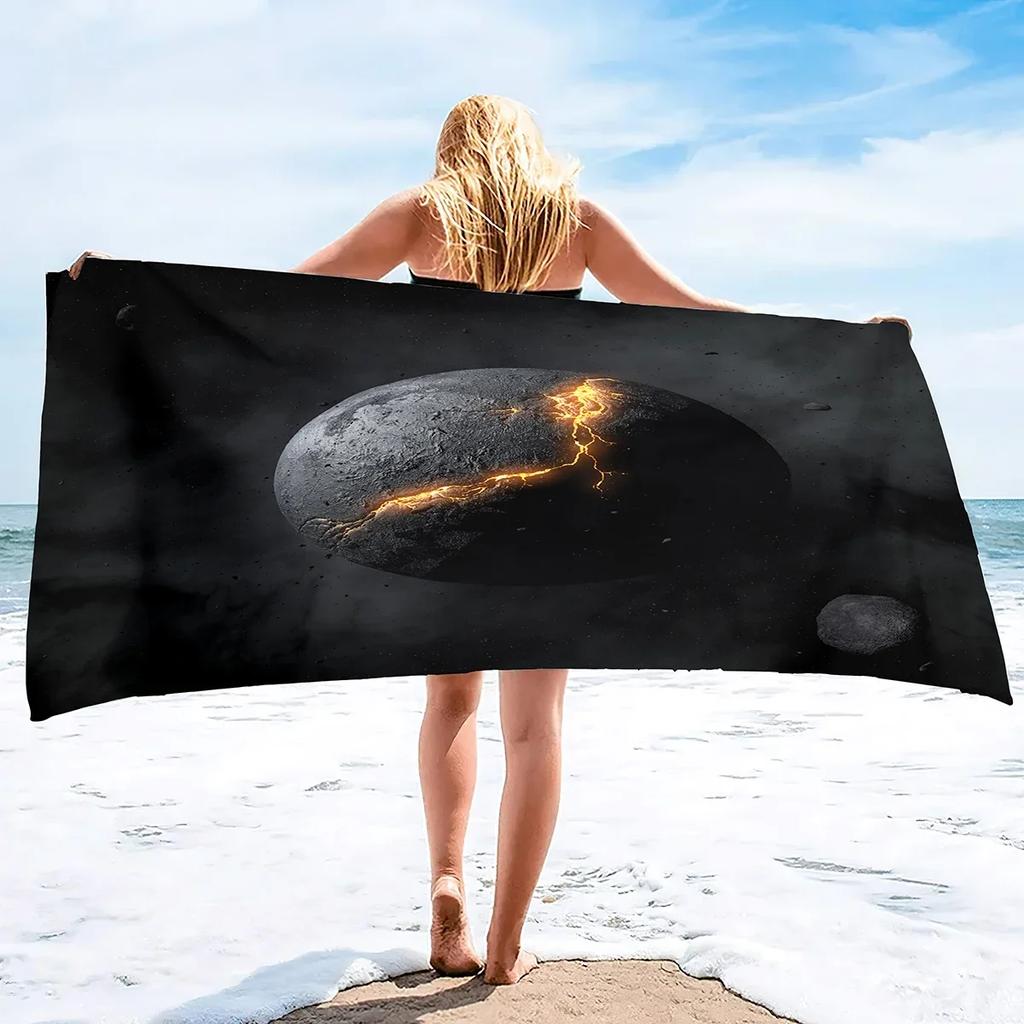 Saturnmond Enceladus Übergroßes Strandtuch Hochsaugfähiges Mikrofaser-Badetuch Schnelltrocknende Sandfreie Decke für Erwachsene