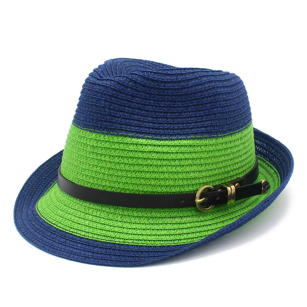 Summer color matching personalized Panama hat British jazz cool hat trendy brand sun hat fashionable versatile couple straw hat