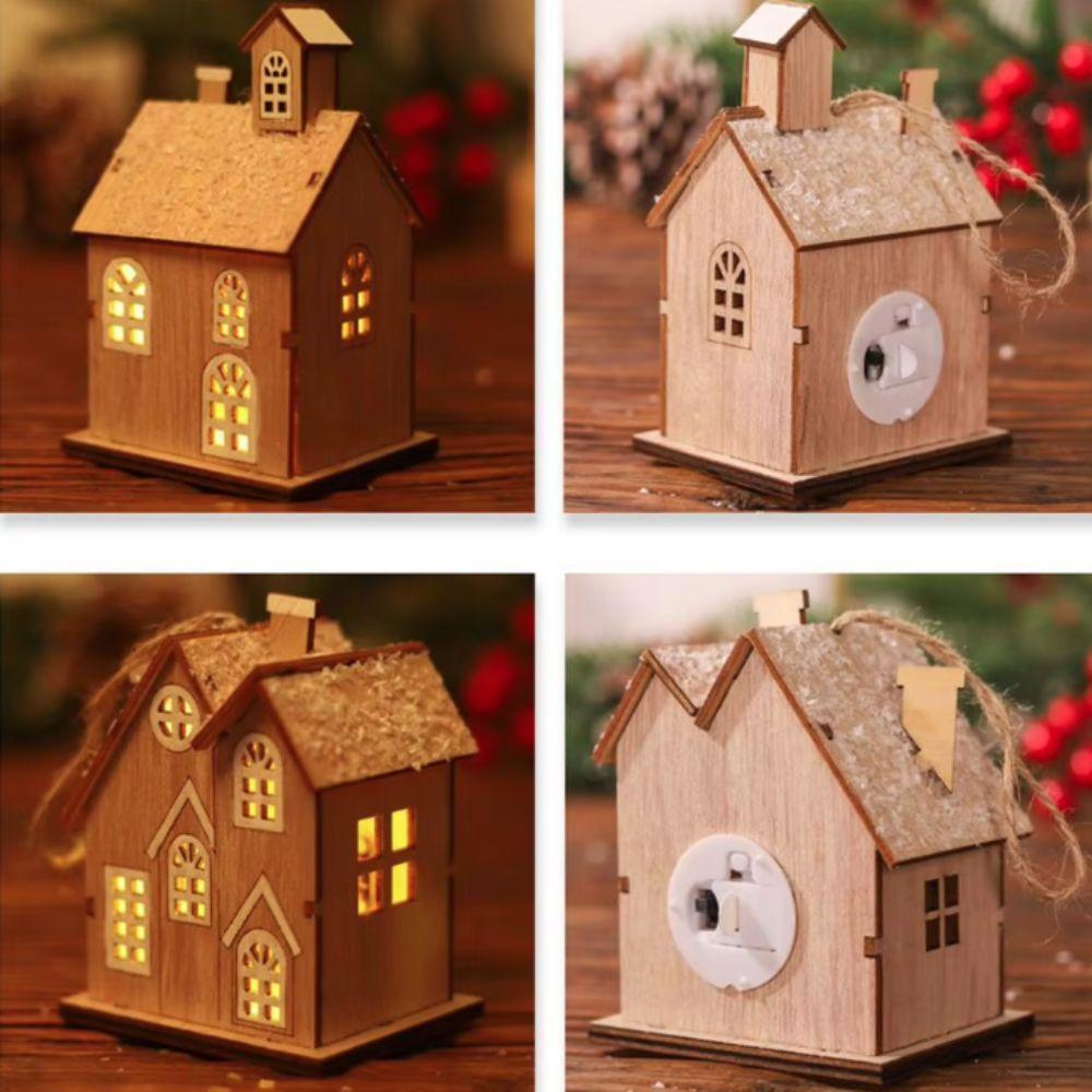Világító Karácsonyfa Ház Medál Fa Karácsonyi Falu Ház Figurája Ajándék