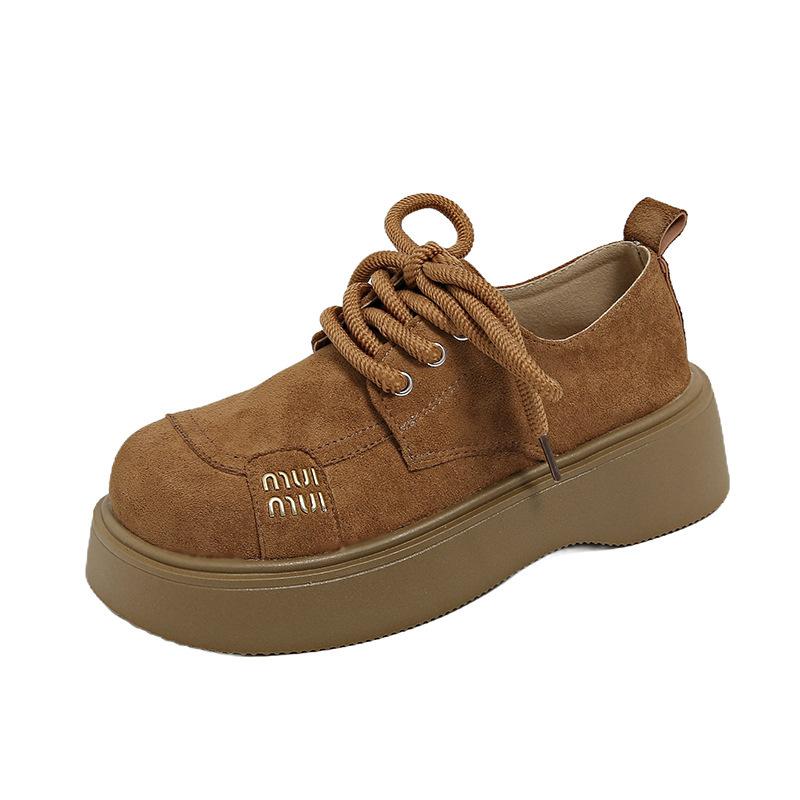 

Женские осенние новые туфли на платформе в британском ретро-стиле на шнуровке, маленькие кожаные туфли, повседневная обувь для работы 40 верблюд