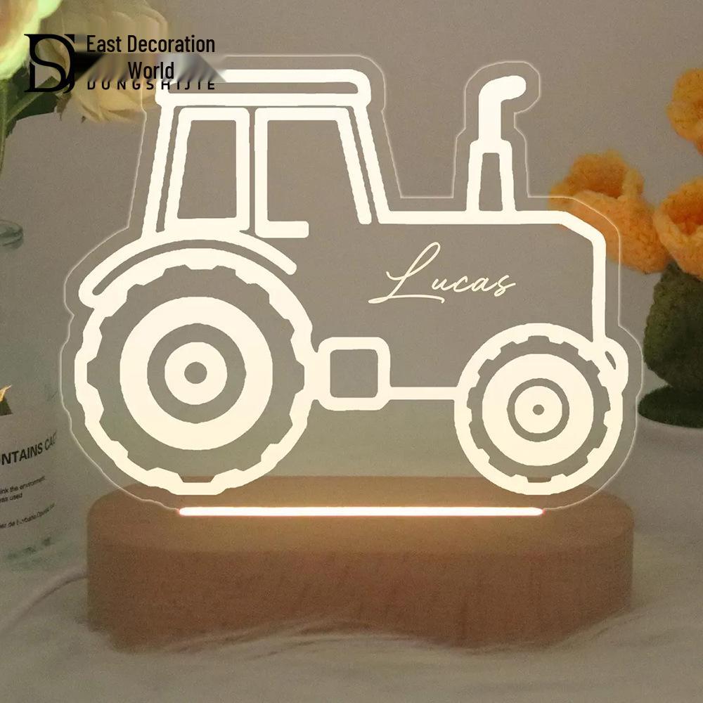 

Customizable LED Tractor Night Light for Kids Custom Acrylic Name