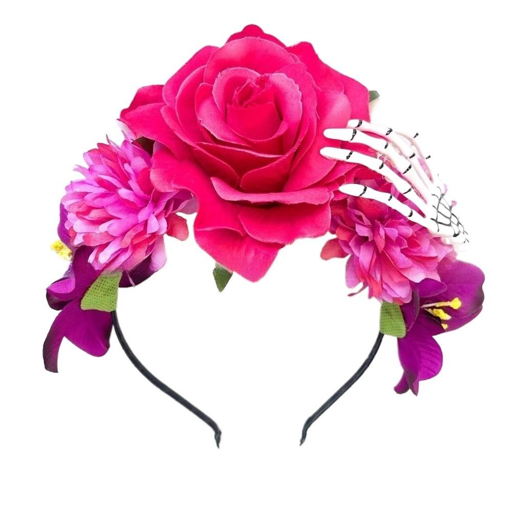 Plastic Rose Flower Crown Ghost Claw Floral Hair Hoop Fashion Party Headpiece  Hair Accessories